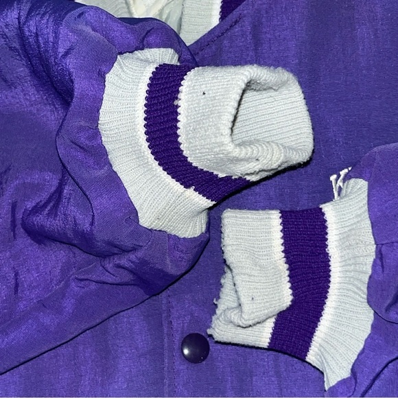 DeLong Jacket Mens XL Purple Gray Sportswear Bomber Baseball USA Varsity Vintage - Picture 8 of 14